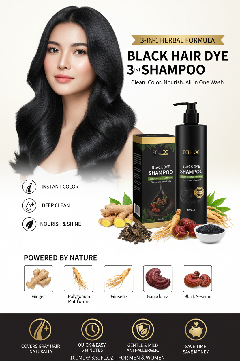 Devuélvele vida a tu cabello en minutos. Nuestra fórmula 3 en 1 limpia profundamente, ayuda a cubrir las canas y nutre cada hebra para un acabado suave, brillante y con aspecto natural. Una forma rápida y práctica de mantener un color intenso
